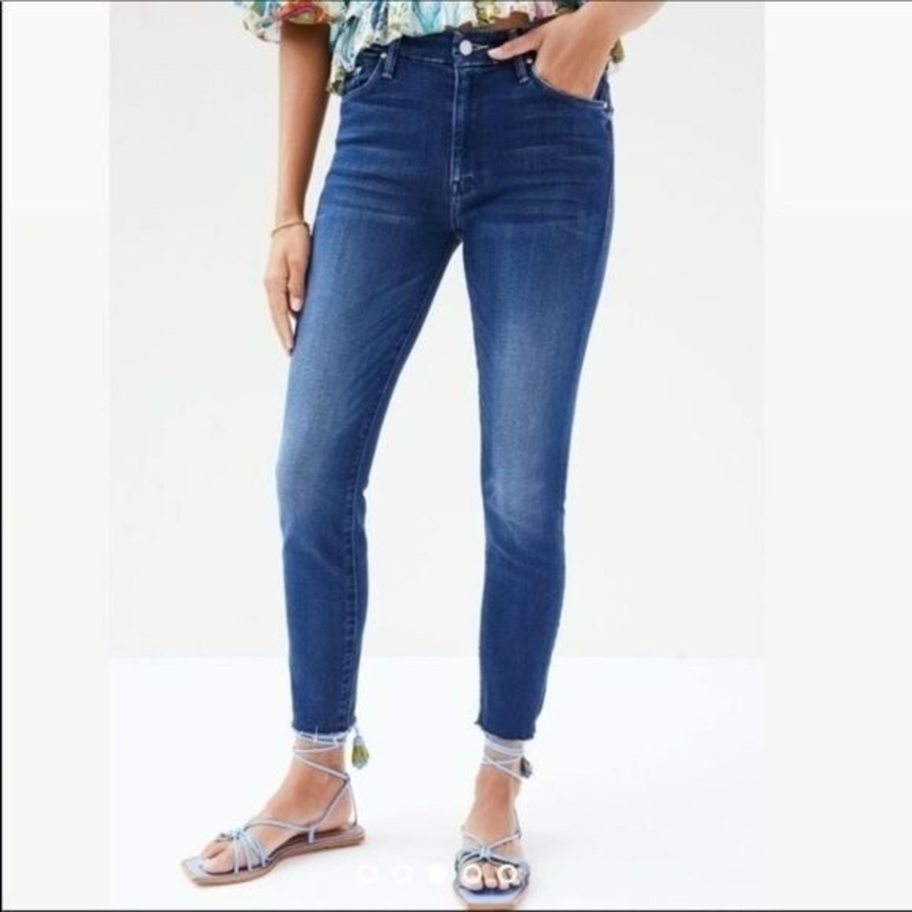 Mother High Waisted Looker Ankle Fray jeans Size 29 moonlust privateer blue